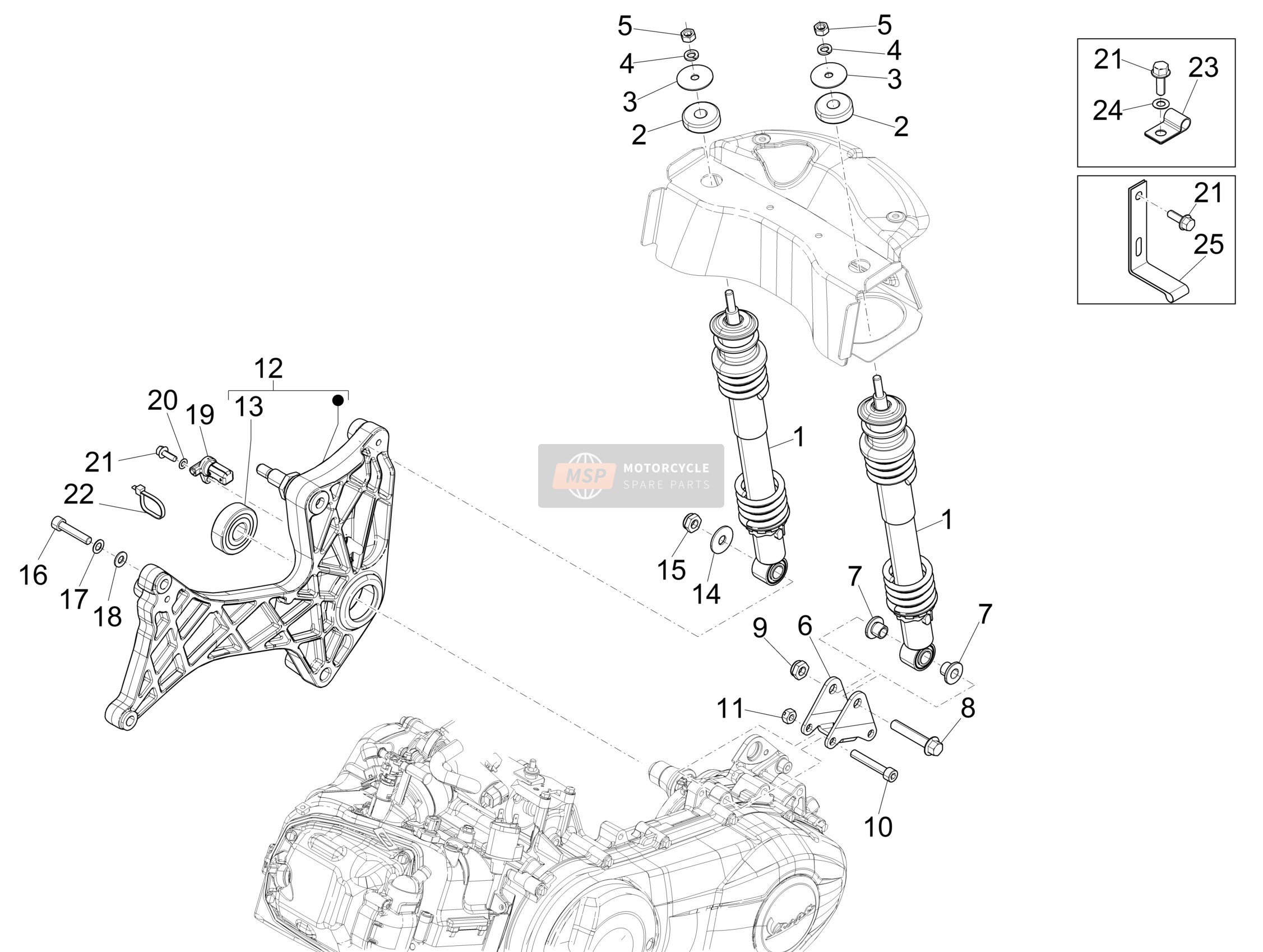 Suspension arrière - Amortisseur/s