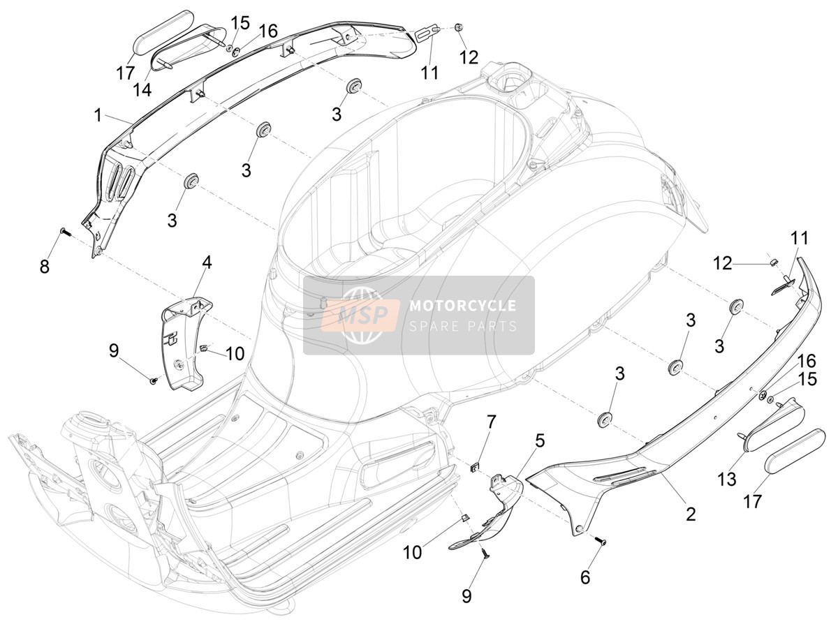 1B009631000B04, Right Terminal Spoiler, Piaggio, 1