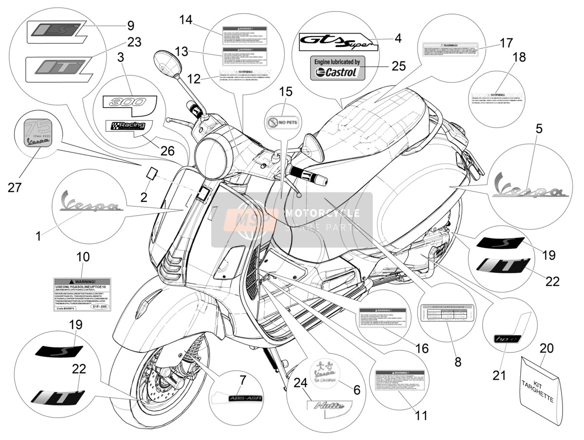 2H003007000A1, Aufkleber Felge, Piaggio, 2