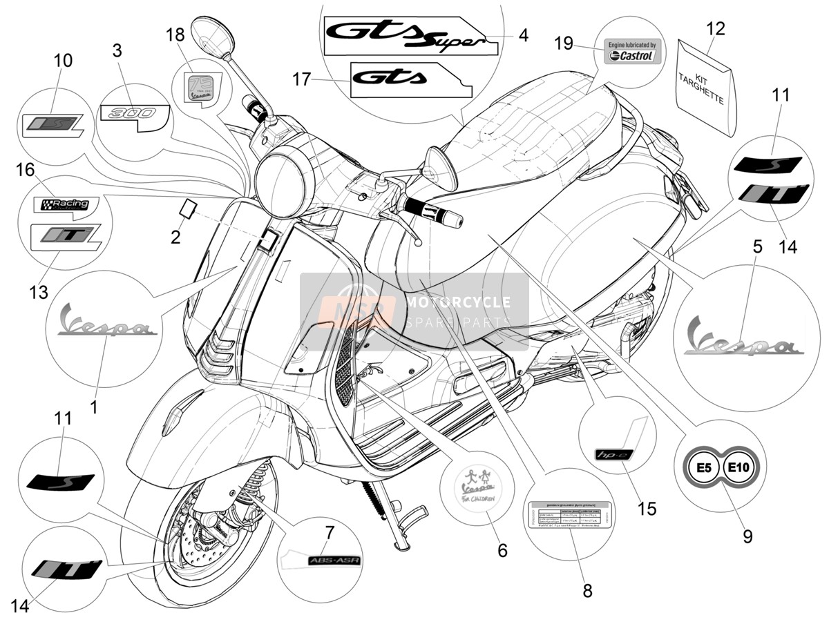 2H003837, Schild, Piaggio, 2