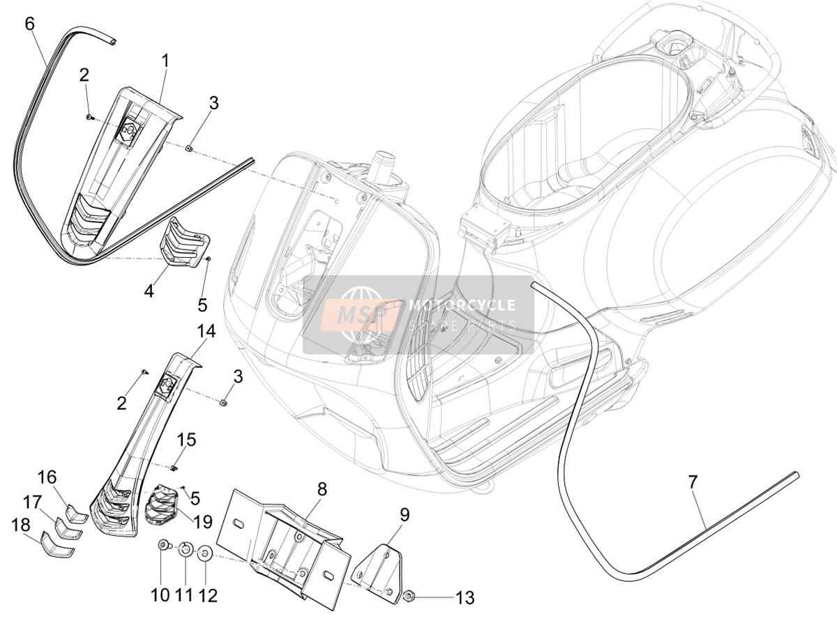 1B006684000R7, Lenkerverkleidung Lackie, Piaggio, 1