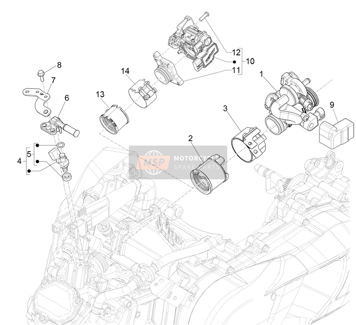 1A012276, Muffe Drosselklappe, Piaggio, 1