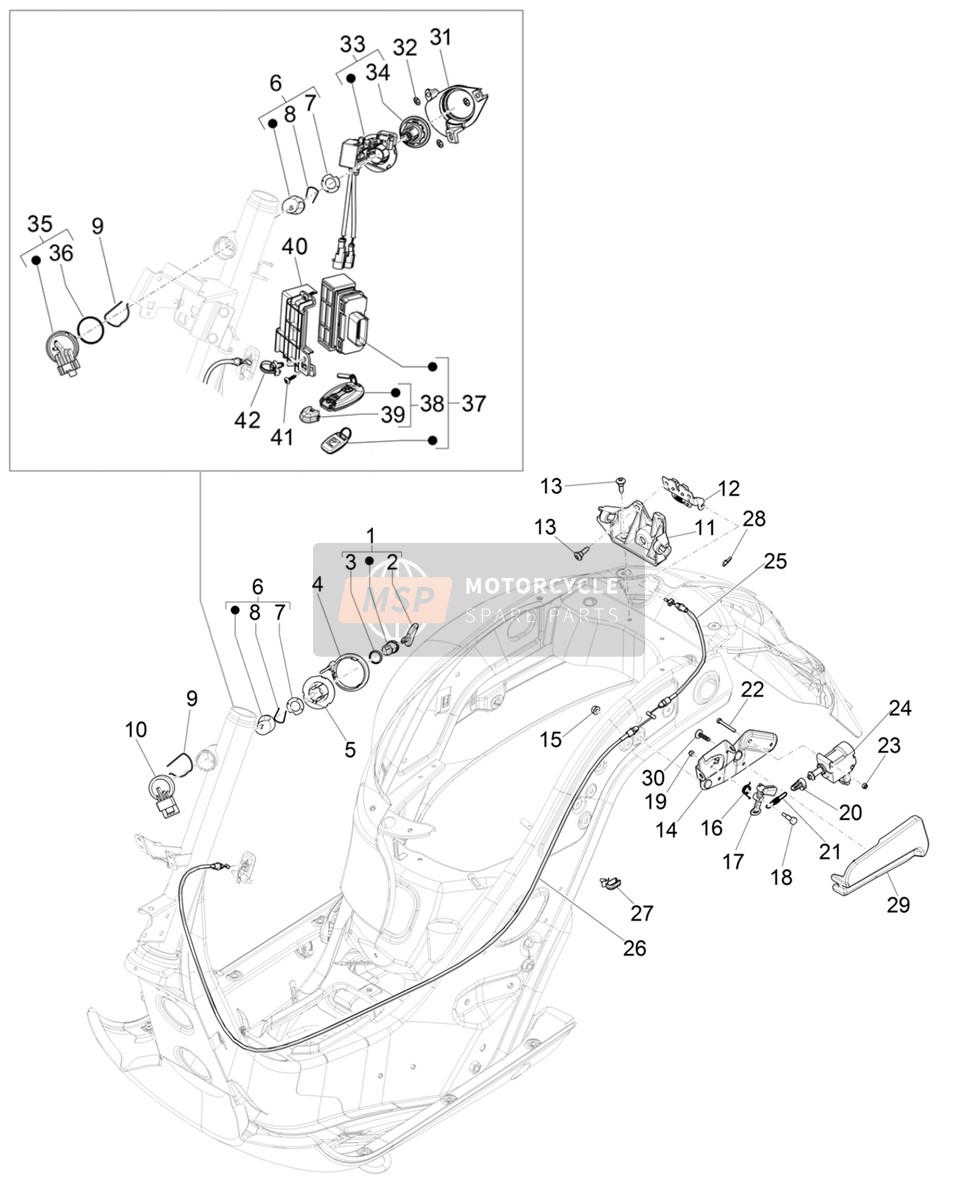 1D003123, Keyless Lock Components, Piaggio, 2