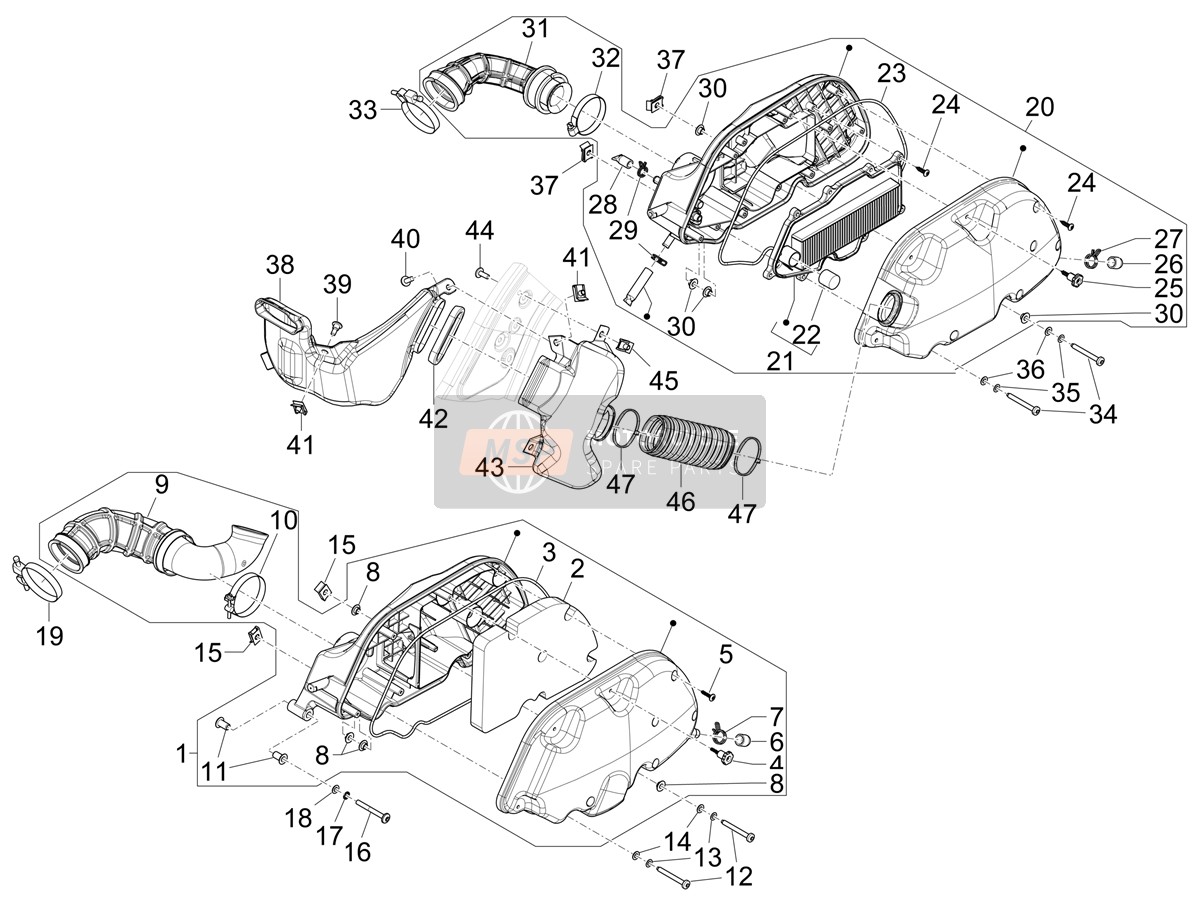 Vespa Vespa GTV 300 HPE E3-E4-E5 ABS RST (ASIA) 2023 Luftfilter für ein 2023 Vespa Vespa GTV 300 HPE E3-E4-E5 ABS RST (ASIA)