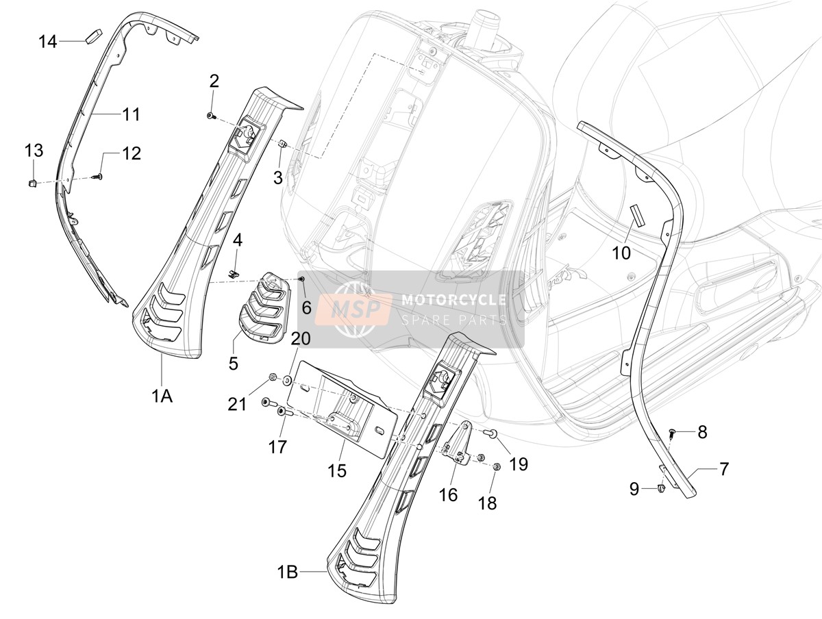 1B010957, Lenkerabdeckung, Piaggio, 1