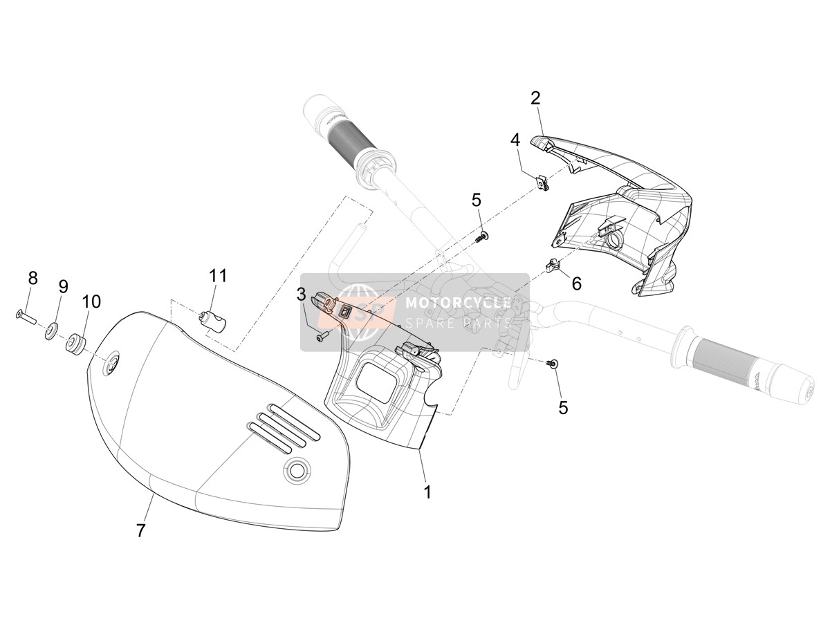 1B010971, Flyscreen, Grundiert, Piaggio, 1