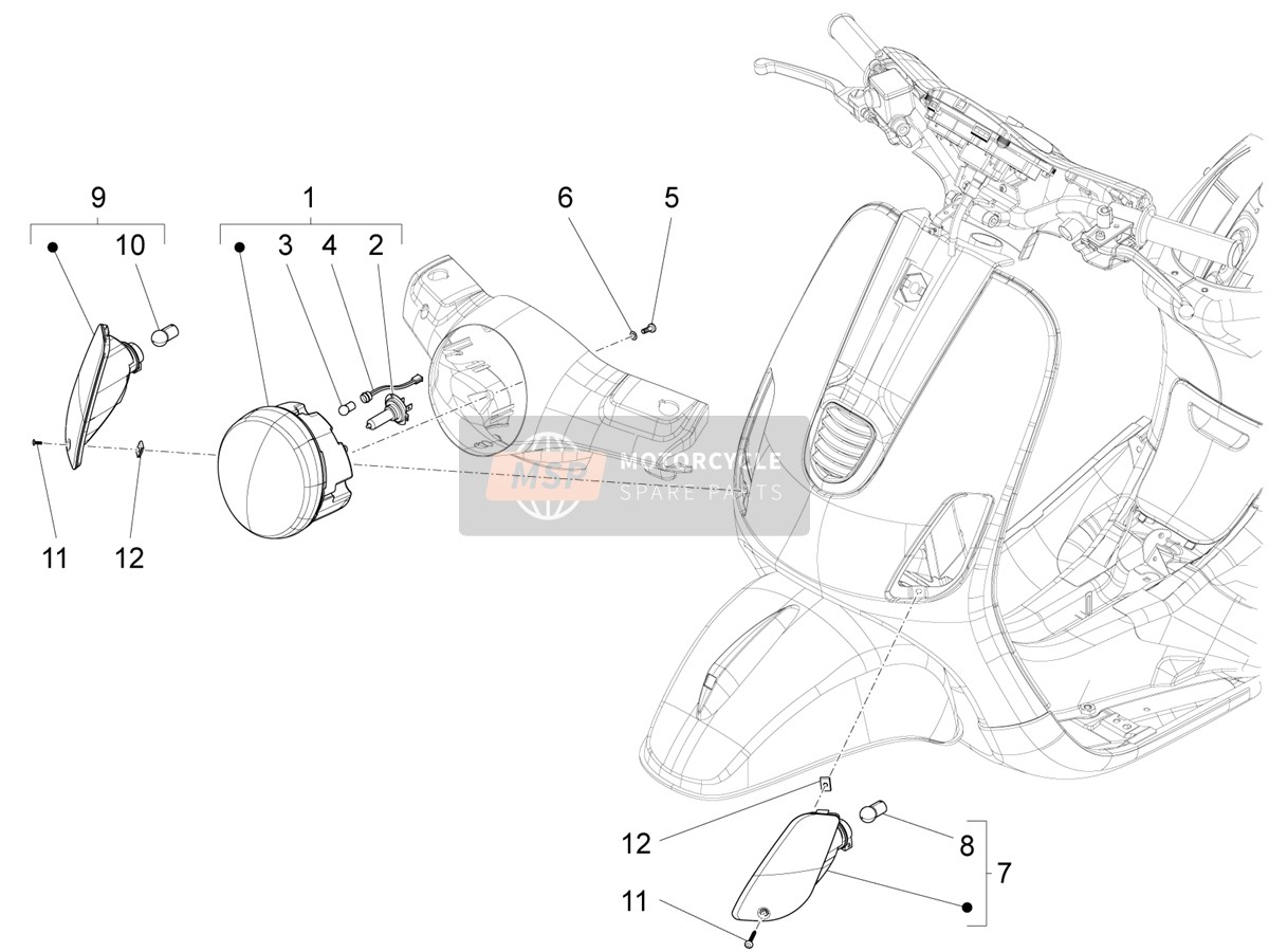 642418, Complete Headlamp, Piaggio, 0