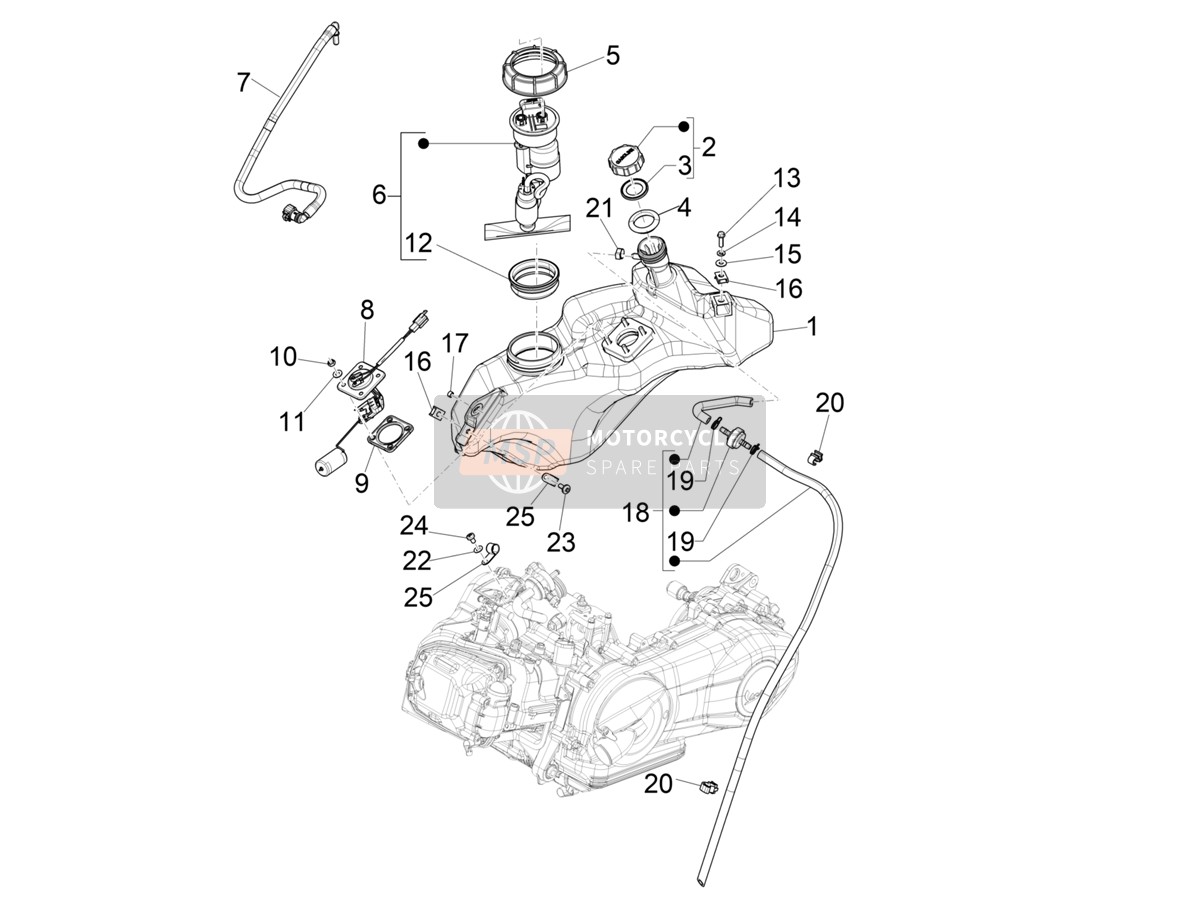 1R000546, Fuel Pump With Gasket, Piaggio, 0