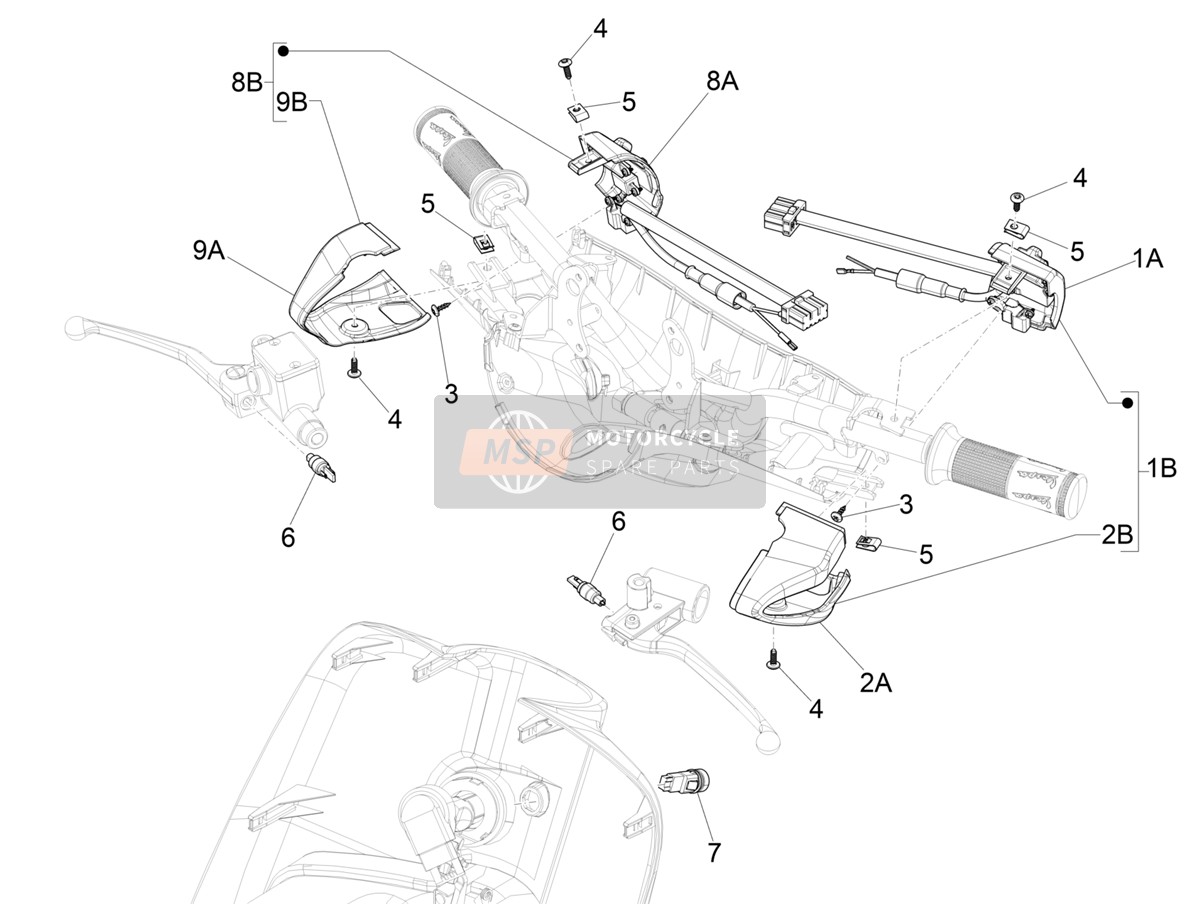 1B005436, Support Bouton G., Piaggio, 0