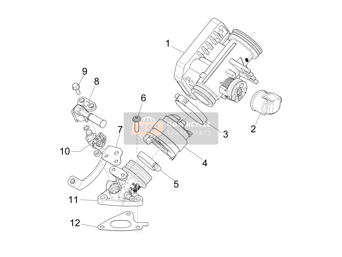 1A018533, Intake Fitting With I P, Piaggio, 2