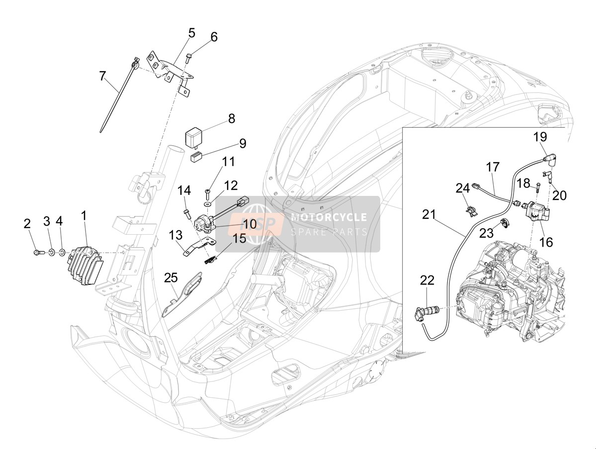 1A024520, Anschluss Z??ndspule, Piaggio, 2