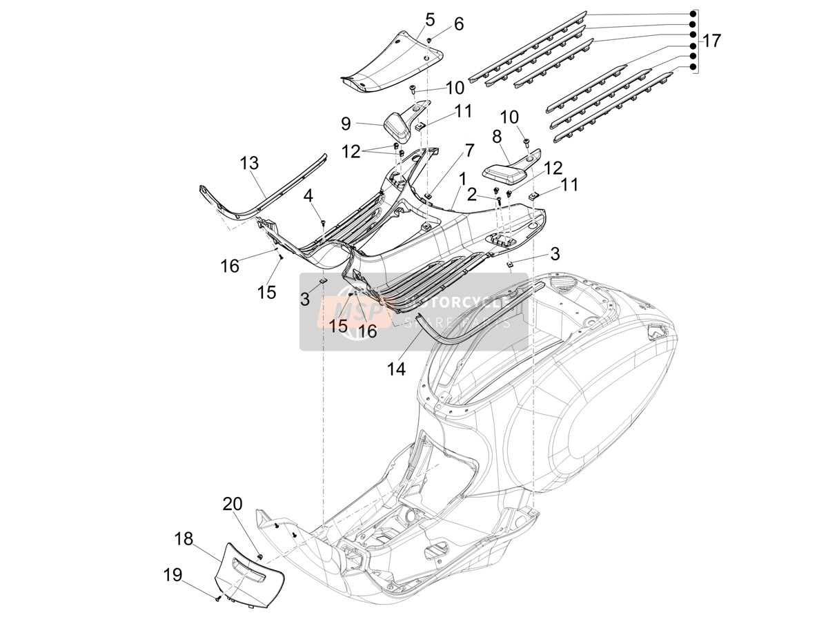 Central cover - Footrests