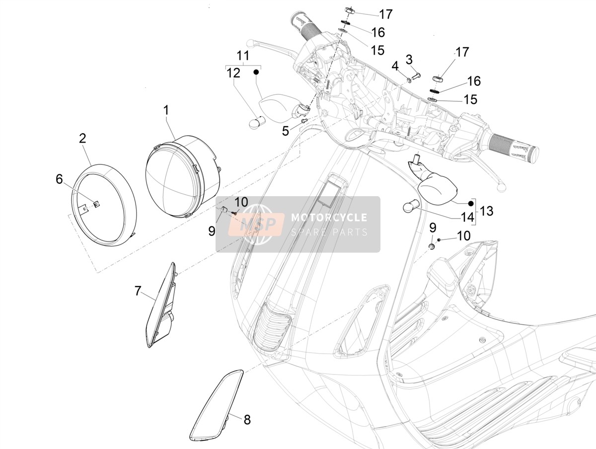 Vespa Vespa Primavera 50 4T 3V ie ABS E5 Mickey Mouse (USA) 2023 Scheinwerfer - Blinker für ein 2023 Vespa Vespa Primavera 50 4T 3V ie ABS E5 Mickey Mouse (USA)