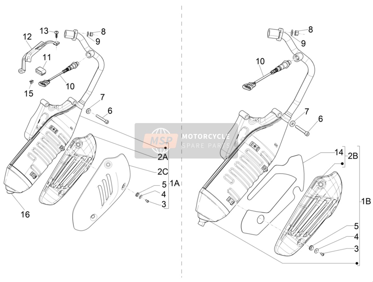 1A019784, Complete Muffler, Piaggio, 2