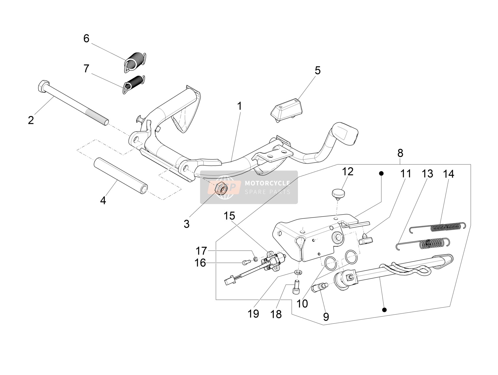 1D002666, Schalter Fuer Seitenstaender, Piaggio, 2