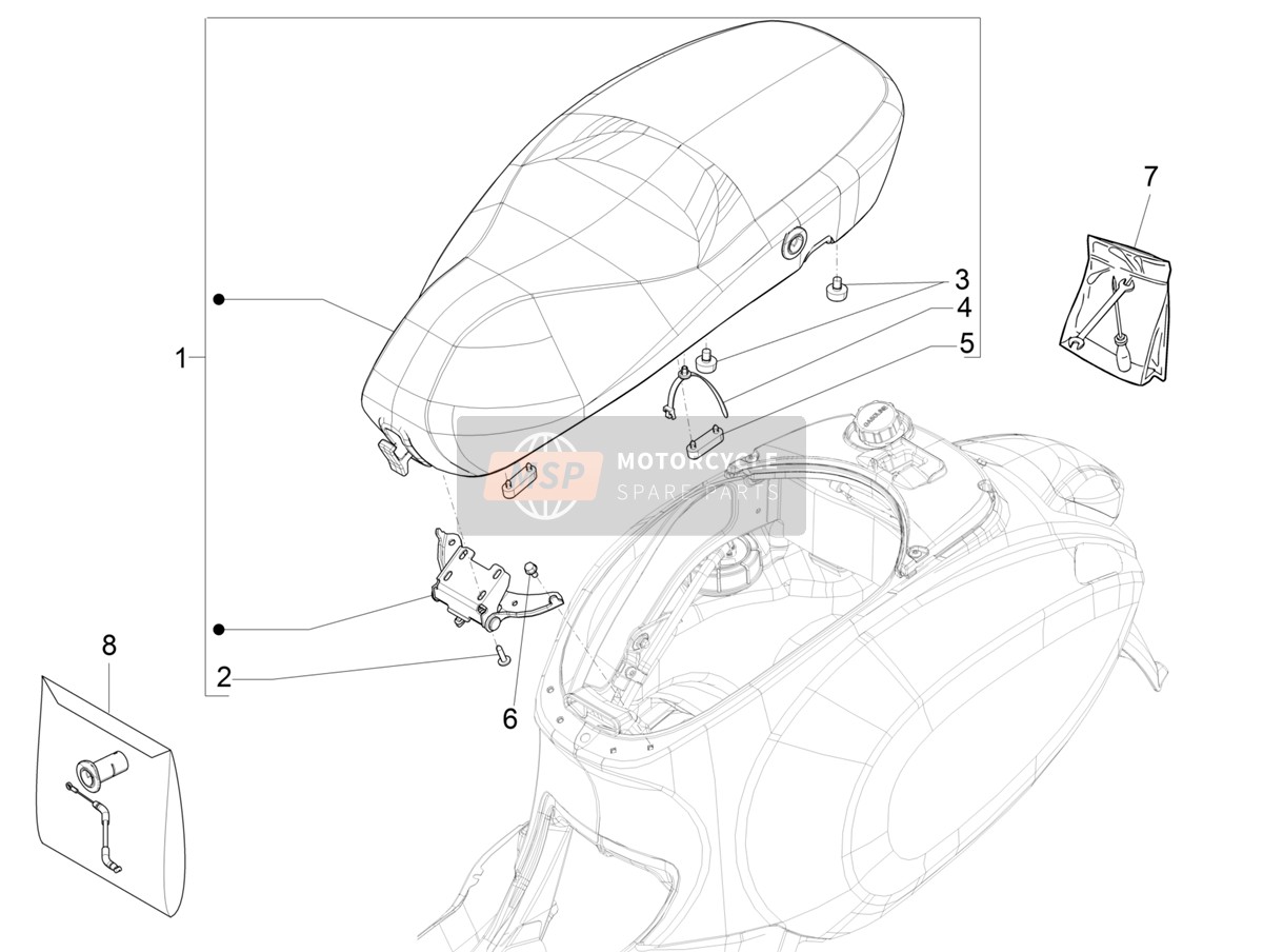 1B006478000C6, Complete Saddle With Hin, Piaggio, 0