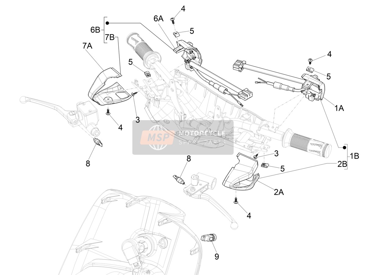 1B005435, Support Bouton D., Piaggio, 1