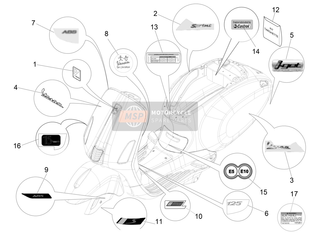 2H004068, Vespa Sprint Sport Decal, Piaggio, 0