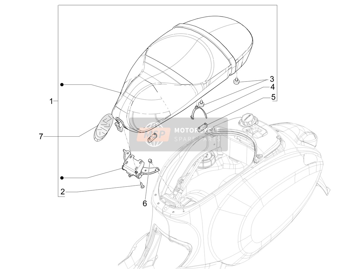 1B010598, Saddle Cover Kit, Piaggio, 1