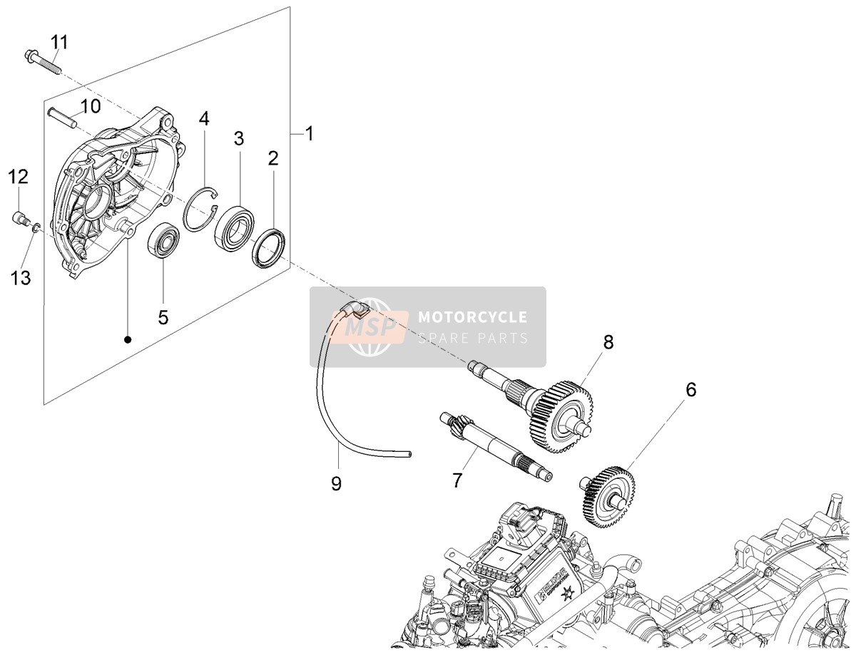 Vespa Vespa Sprint 50 25 km h E5 (EU) 2020 Unité de réduction pour un 2020 Vespa Vespa Sprint 50 25 km h E5 (EU)