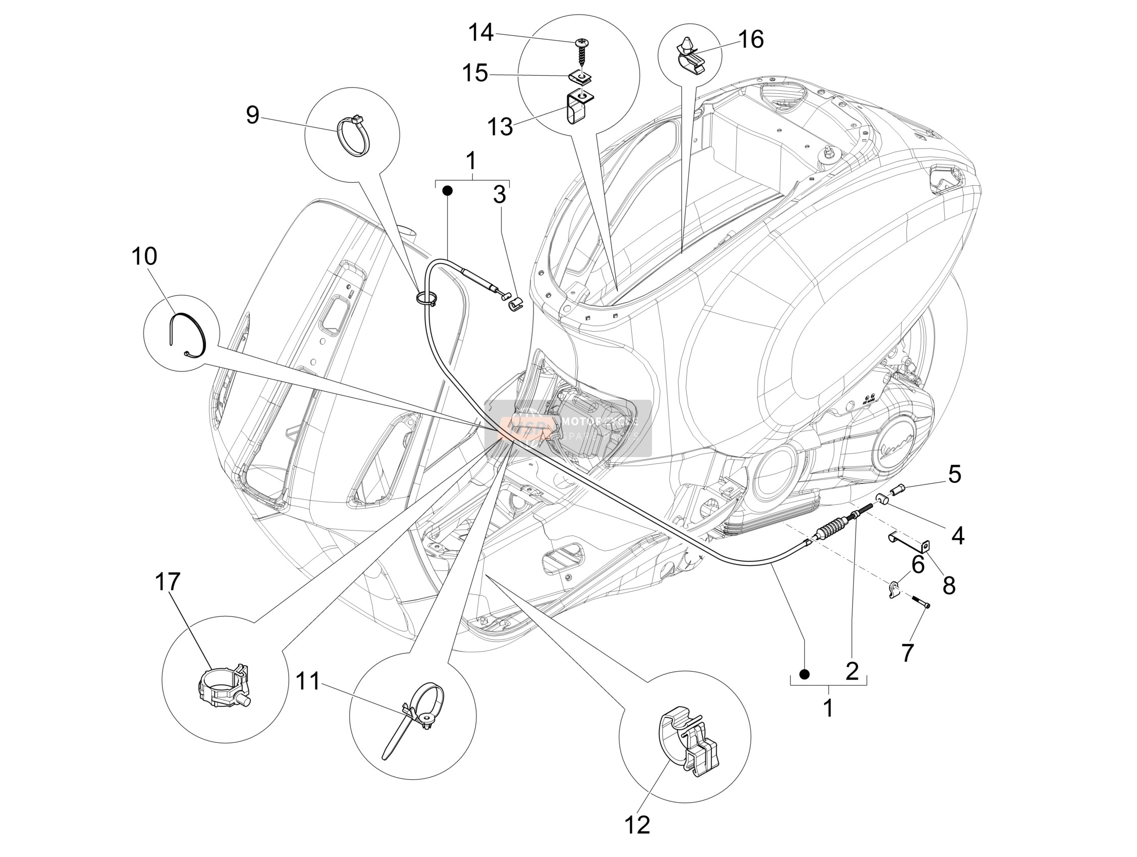 Vespa Vespa Sprint 50 25 km h E5 (EU) 2020 Transmisiones para un 2020 Vespa Vespa Sprint 50 25 km h E5 (EU)