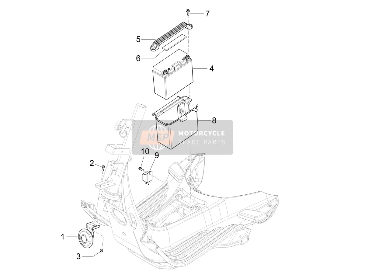 Vespa Vespa Sprint 50 4T 3V E5 (EU) 2020 Commutateurs de télécommande - Batterie - klaxon pour un 2020 Vespa Vespa Sprint 50 4T 3V E5 (EU)
