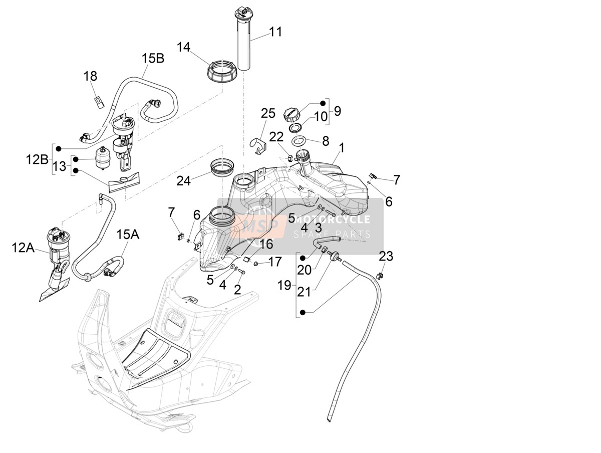 1R000542, Fuel Pump With Gasket, Piaggio, 2