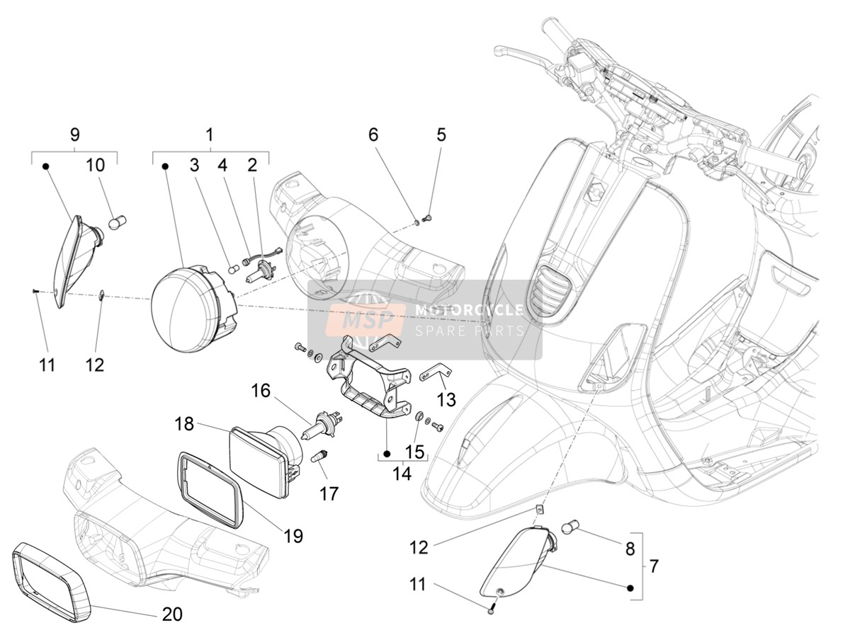 1D001812, Scheinwerfer, Piaggio, 1