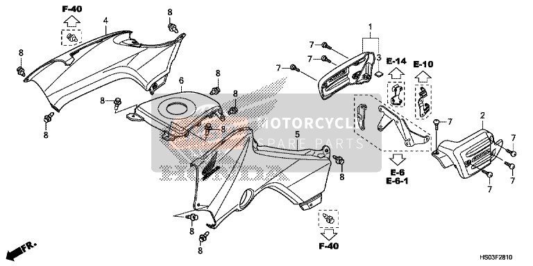 Honda TRX250TM 2016 Copertura del corpo/Coperchio del serbatoio per un 2016 Honda TRX250TM
