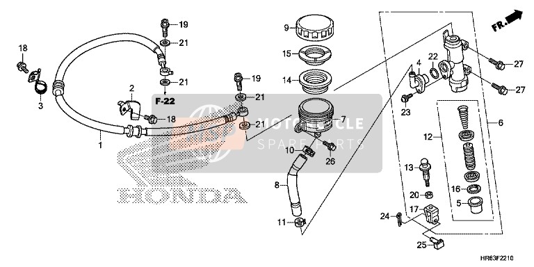 Honda TRX500FA7 2016 Cilindro maestro de freno trasero para un 2016 Honda TRX500FA7