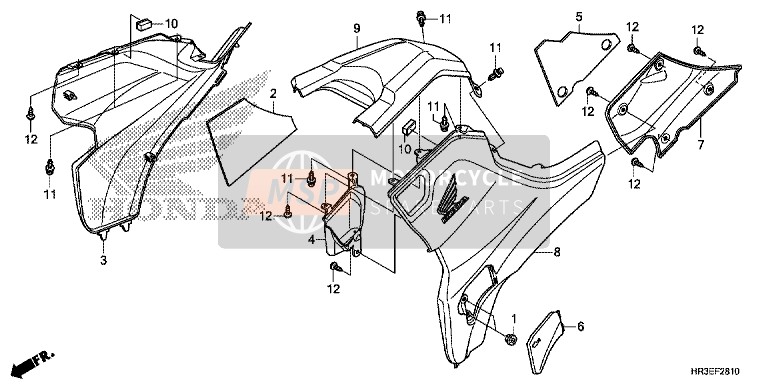 Honda TRX420FE1 2015 Cubierta Lateral/ Tapa del tanque para un 2015 Honda TRX420FE1