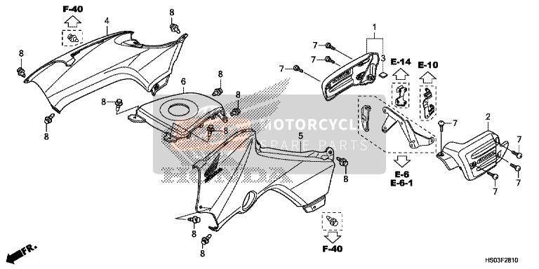 Honda TRX250TE 2017 Cubierta Lateral/Tapa del tanque para un 2017 Honda TRX250TE