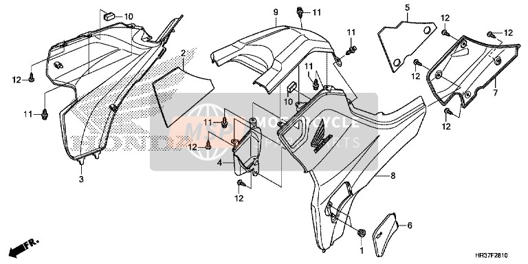 Honda TRX420TM1 2016 Coperchio laterale/Coperchio del serbatoio per un 2016 Honda TRX420TM1