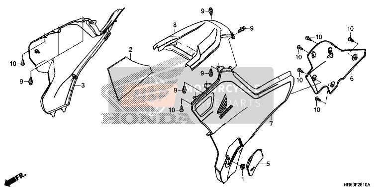 Honda TRX500FA5 2015 Cubierta Lateral/Tapa del tanque para un 2015 Honda TRX500FA5