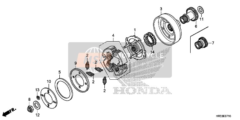 Honda TRX420TE1 2014 Startend Koppeling voor een 2014 Honda TRX420TE1