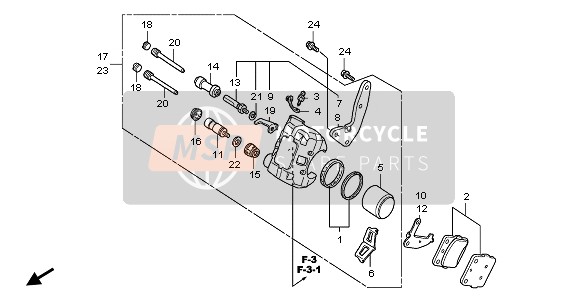 45250HM3305, Caliper Sub Assy., R. Fr. Brake, Honda, 1