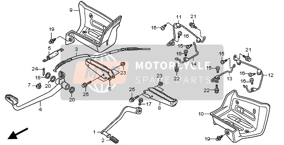 Honda TRX250EX SPORTTRAX 2005 Pedale & Passo & Parafango per un 2005 Honda TRX250EX SPORTTRAX