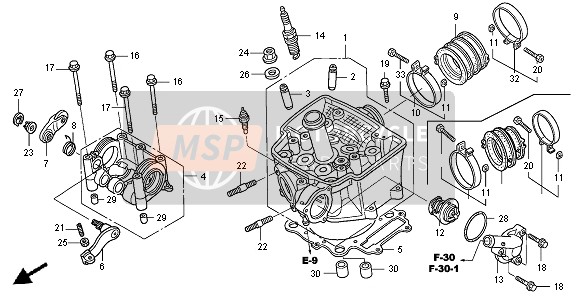 Honda TRX450R SPORTRAX 2005 Cabeza de cilindro para un 2005 Honda TRX450R SPORTRAX