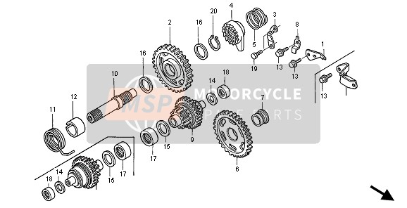 Honda TRX450R SPORTRAX 2005 KICKSTARTERWELLE für ein 2005 Honda TRX450R SPORTRAX