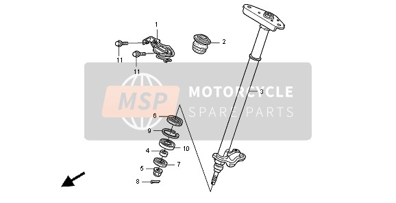 Honda TRX450R SPORTRAX 2005 Stuuras voor een 2005 Honda TRX450R SPORTRAX