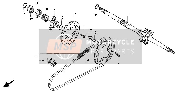 Honda TRX450R SPORTRAX 2005 REAR AXLE DRIVE & CHAIN for a 2005 Honda TRX450R SPORTRAX