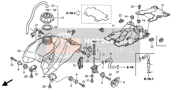 Honda TRX450R SPORTRAX 2005 Réservoir d'essence pour un 2005 Honda TRX450R SPORTRAX