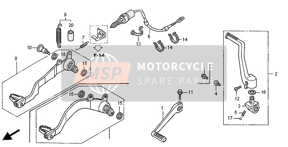 Honda TRX450R SPORTRAX 2005 Pédale pour un 2005 Honda TRX450R SPORTRAX