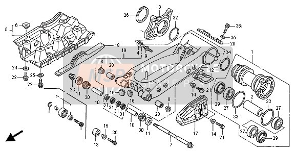 Honda TRX450R SPORTRAX 2005 Brazo oscilante para un 2005 Honda TRX450R SPORTRAX