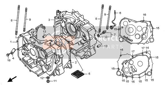 Honda TRX450ES FOREMAN ES 2000 CRANKCASE for a 2000 Honda TRX450ES FOREMAN ES