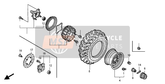 Honda TRX500FA FOURTRAX FOREMAN 2005 FRONT WHEEL for a 2005 Honda TRX500FA FOURTRAX FOREMAN