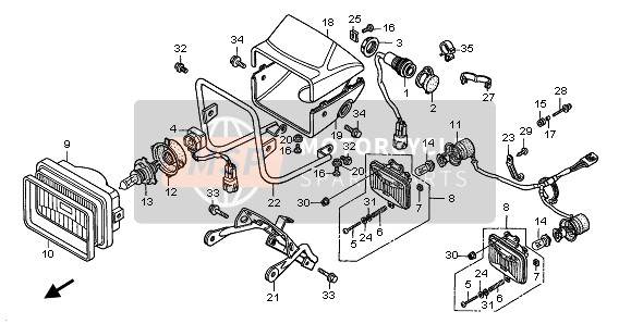 61301HN0A00ZC, Case, Assist Headlight Up, Honda, 2