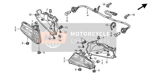 Honda TRX650FA FOURTRAX RINCON 2005 Achterlicht voor een 2005 Honda TRX650FA FOURTRAX RINCON