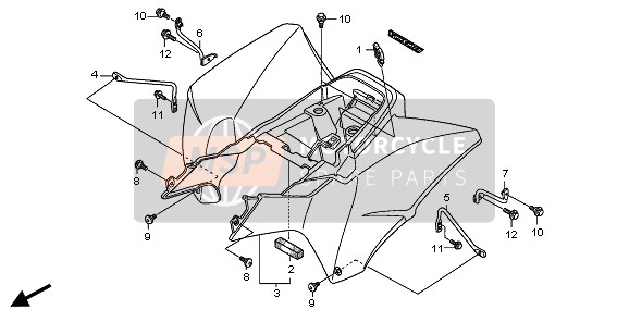 80107HN6A30, Stay, R. Rr. Fender Support, Honda, 1