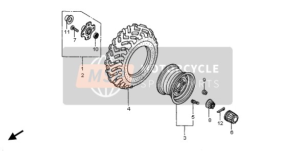 42711HN0A41, Tire, Rr. (Usa Dunlop) (KT405C AT25X10-12), Honda, 0